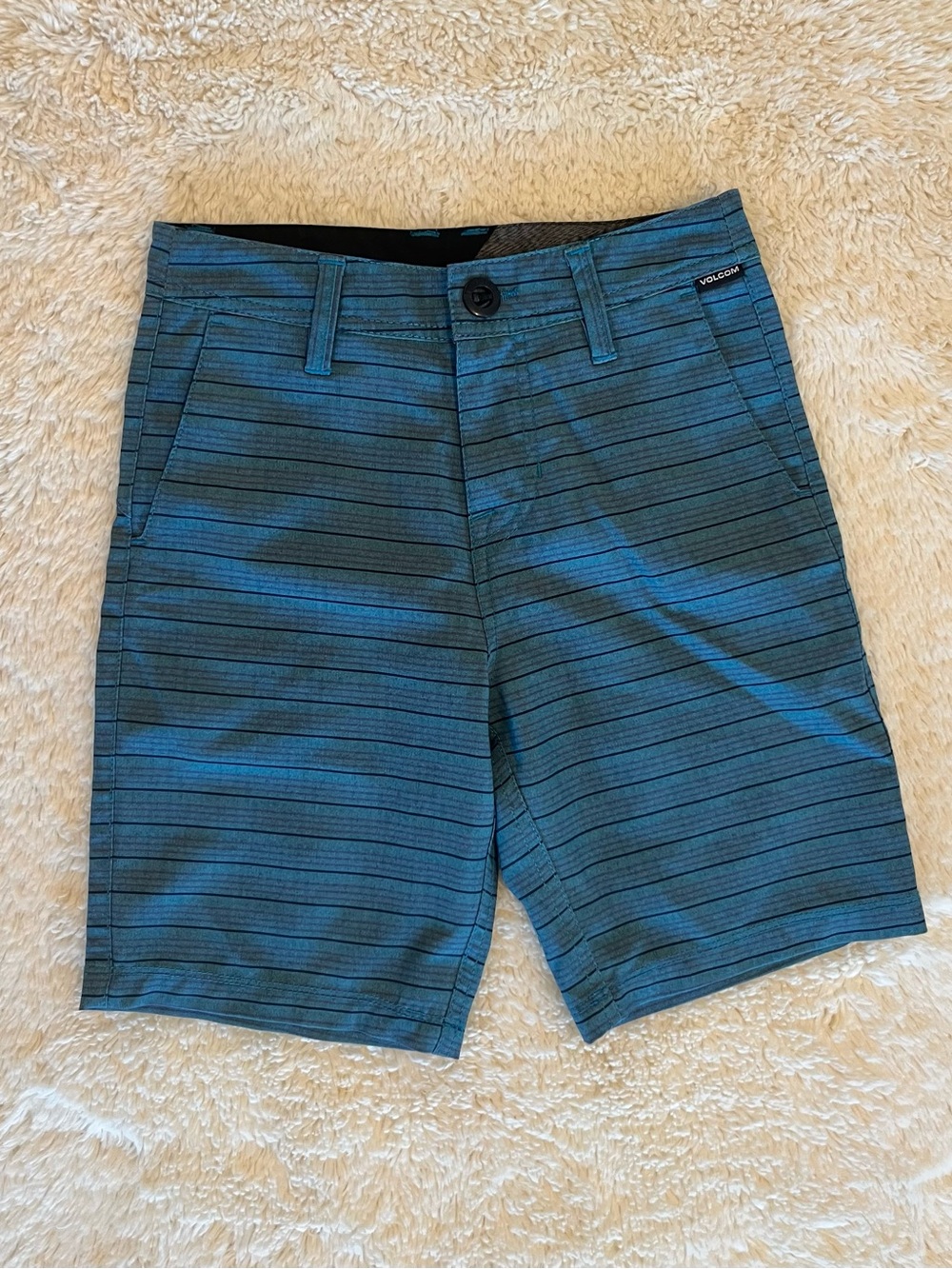 Volcom Boys Blue Striped Performance Shorts Swim Shorts Sz 10